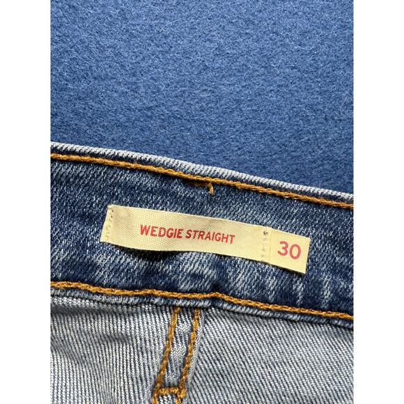 Levi's Women's Wedgie Straight Jean Button Fly Size 30/28 Blue Measurements Pics - Picture 7 of 9